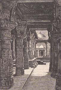 Old engraving. Cave's temple.