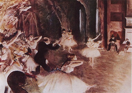 Картина Э.Дега. *Балетная репетиция на сцене*, 1880 г.