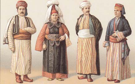 Male & female costumes of Turkey of 19-th centuty.